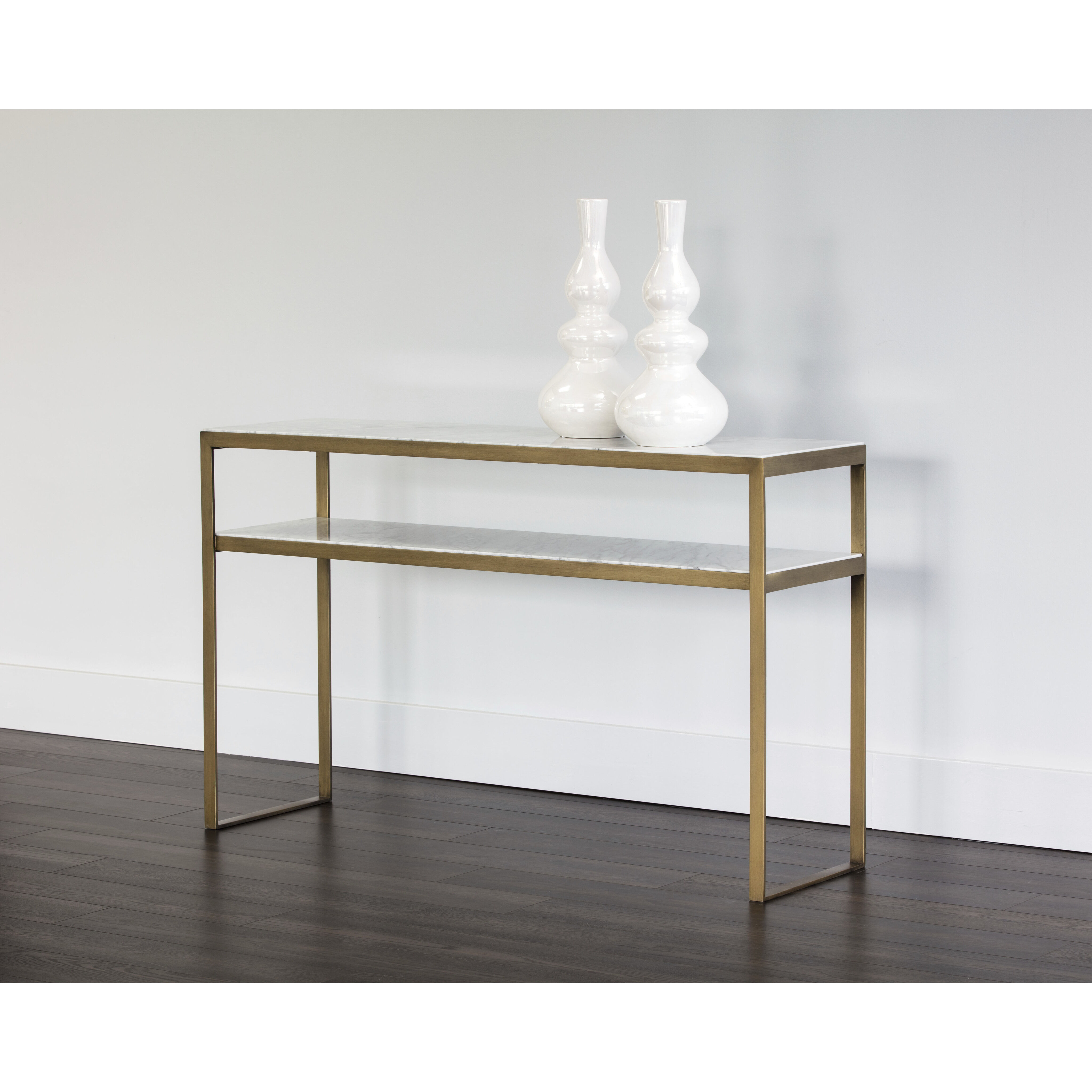 Evert 51 X 15 inch White / Antique Brass Console Table